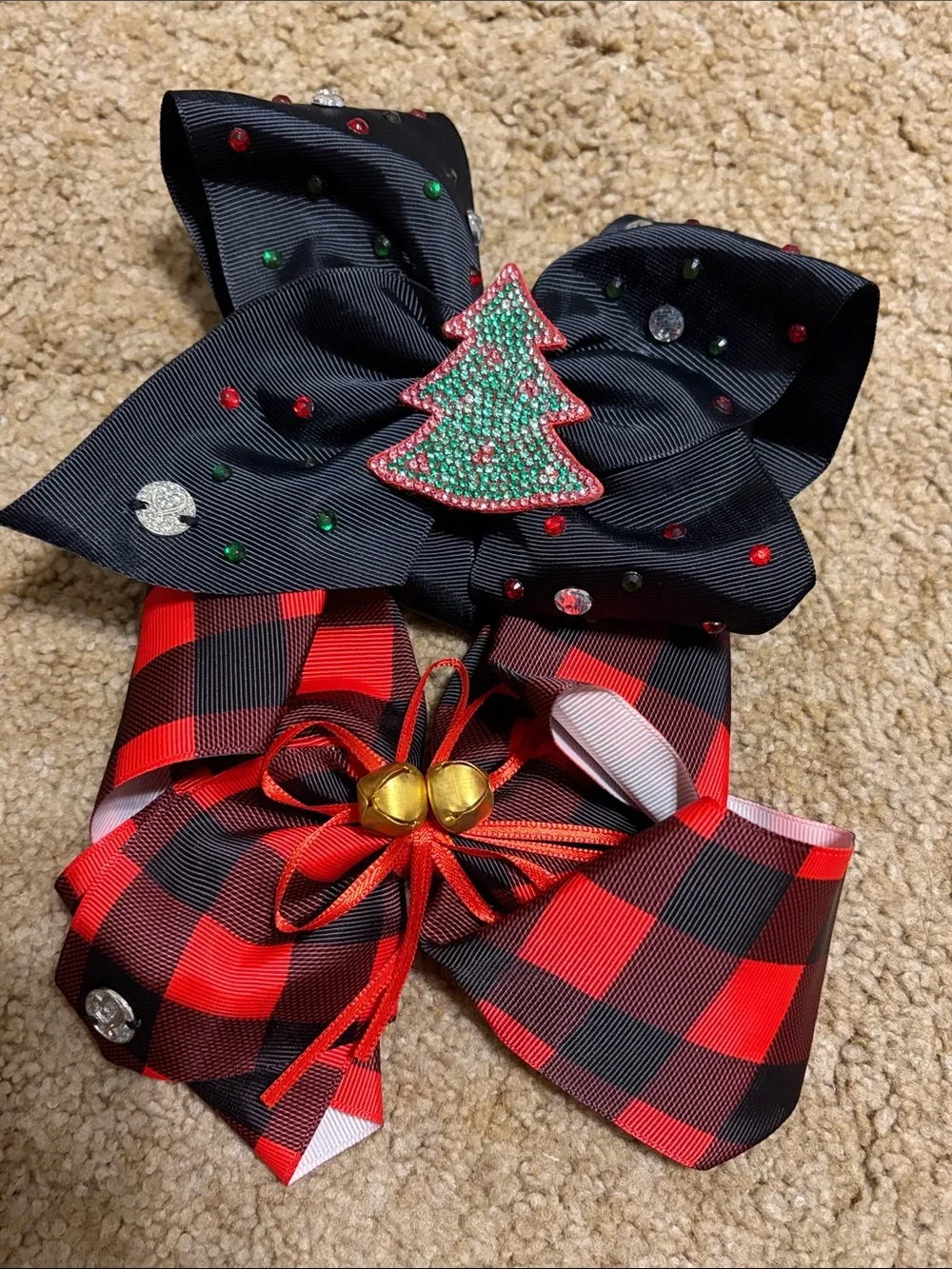 Set of 7 Holiday Patterned JoJo Hair Bows-Assorted Colors